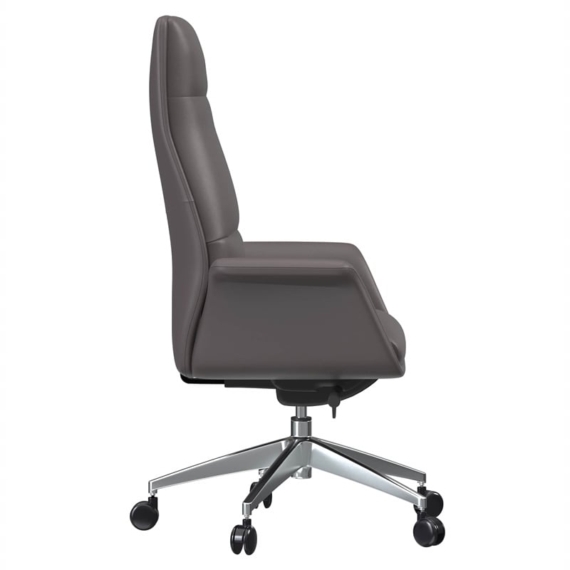 LeisureMod Summit Faux Leather High-Back Office Chair with Swivel Gray