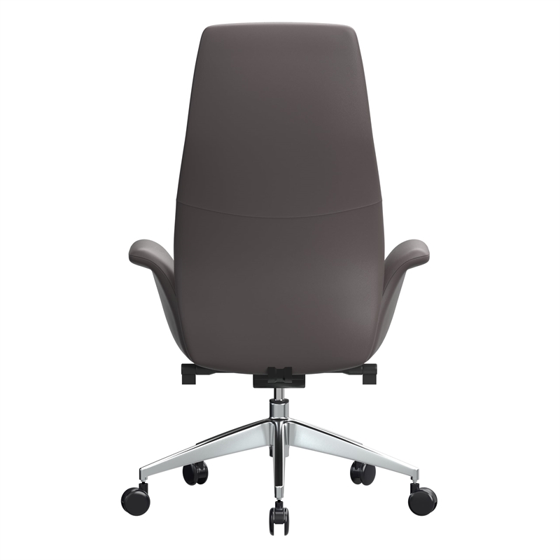 LeisureMod Summit Faux Leather High-Back Office Chair with Swivel Gray