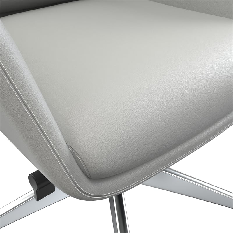 LeisureMod Summit Faux Leather High-Back Office Chair with Swivel White