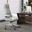 LeisureMod Summit Faux Leather High-Back Office Chair with Swivel White