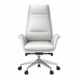 LeisureMod Summit Faux Leather High-Back Office Chair with Swivel White
