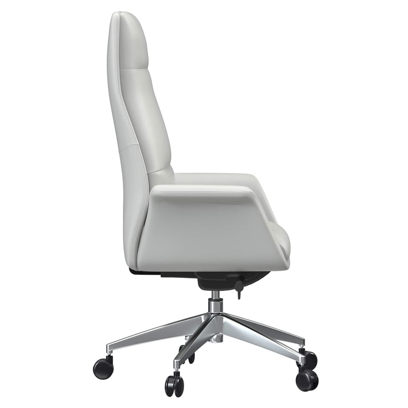 LeisureMod Summit Faux Leather High-Back Office Chair with Swivel White