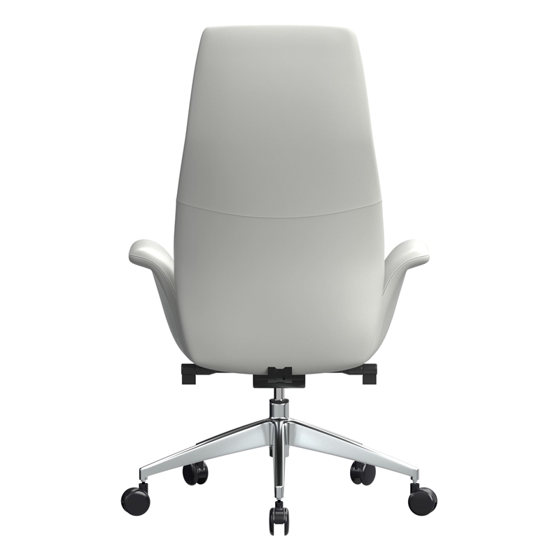 LeisureMod Summit Faux Leather High-Back Office Chair with Swivel White