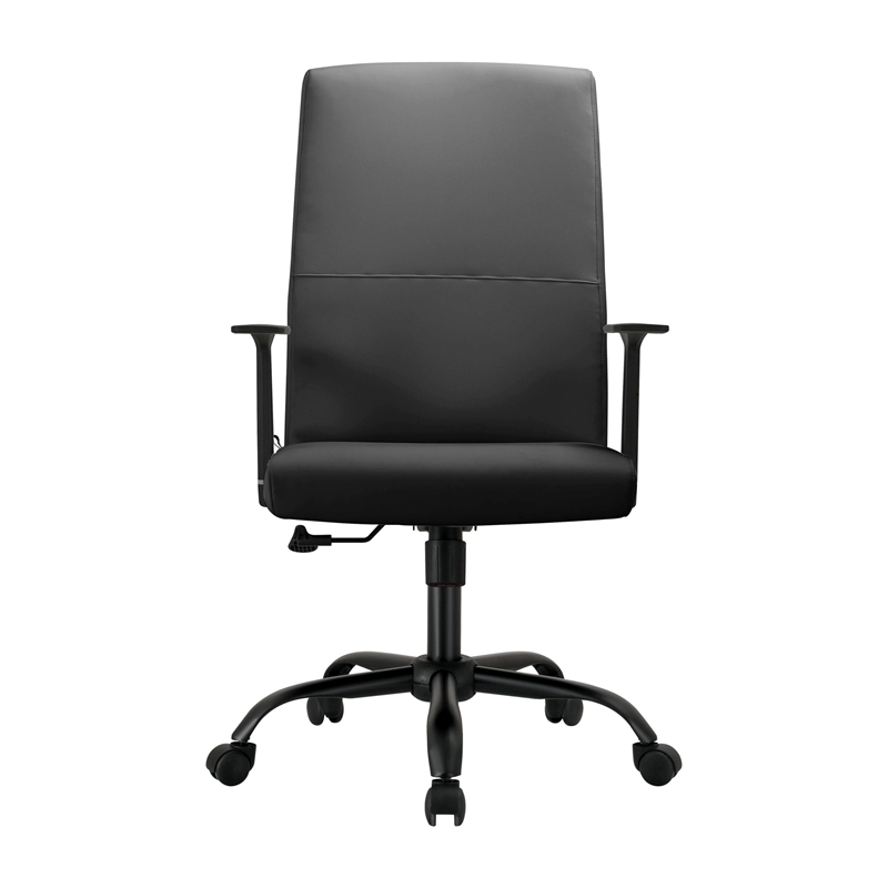 LeisureMod Evander Faux Leather Office Chair with Adjustable Height Black