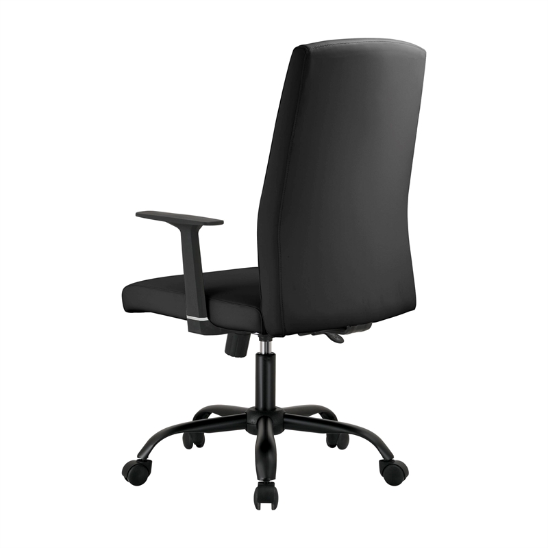 LeisureMod Evander Faux Leather Office Chair with Adjustable Height Black