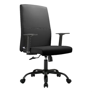 LeisureMod Evander Faux Leather Office Chair with Adjustable Height Black