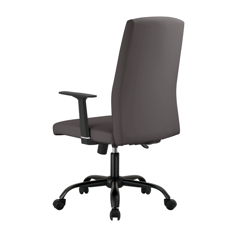 LeisureMod Evander Faux Leather Office Chair with Adjustable Height Gray
