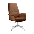 LeisureMod Summit Faux Leather Office Chair with Adjustable Height Dark Brown