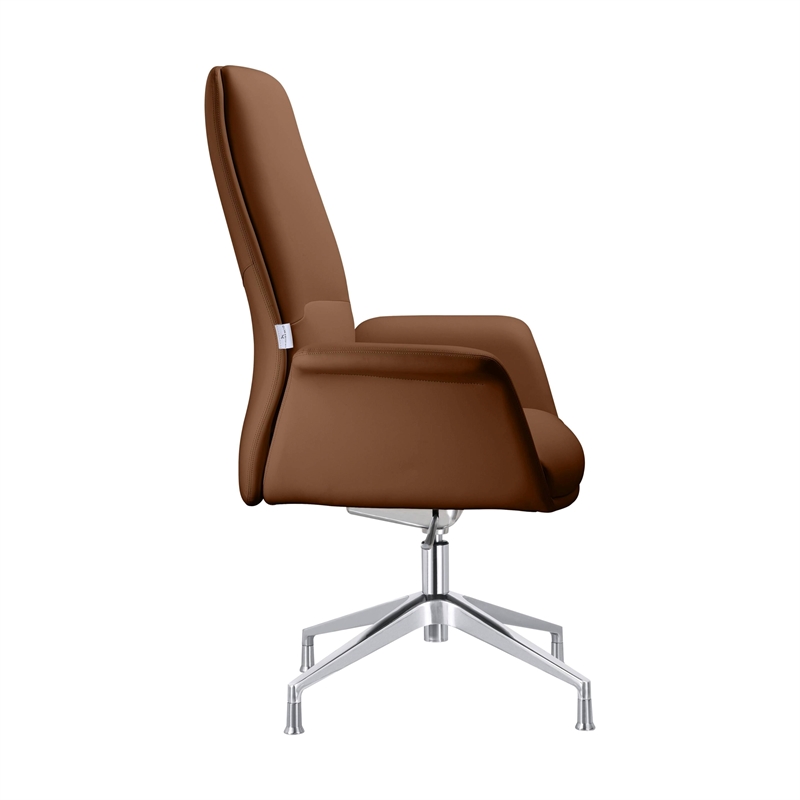 LeisureMod Summit Faux Leather Office Chair with Adjustable Height Dark Brown