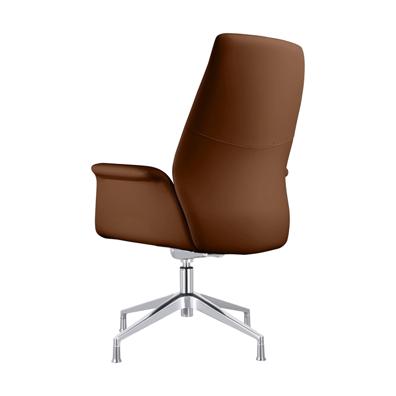 LeisureMod Summit Faux Leather Office Chair with Adjustable Height Dark Brown