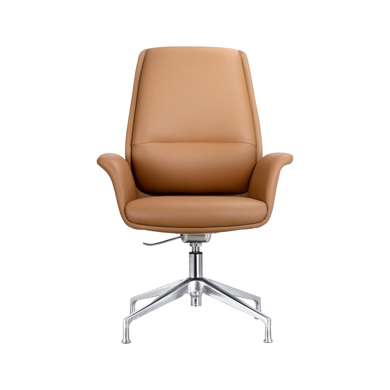 LeisureMod Summit Faux Leather Office Chair with Adjustable Height Dark Brown