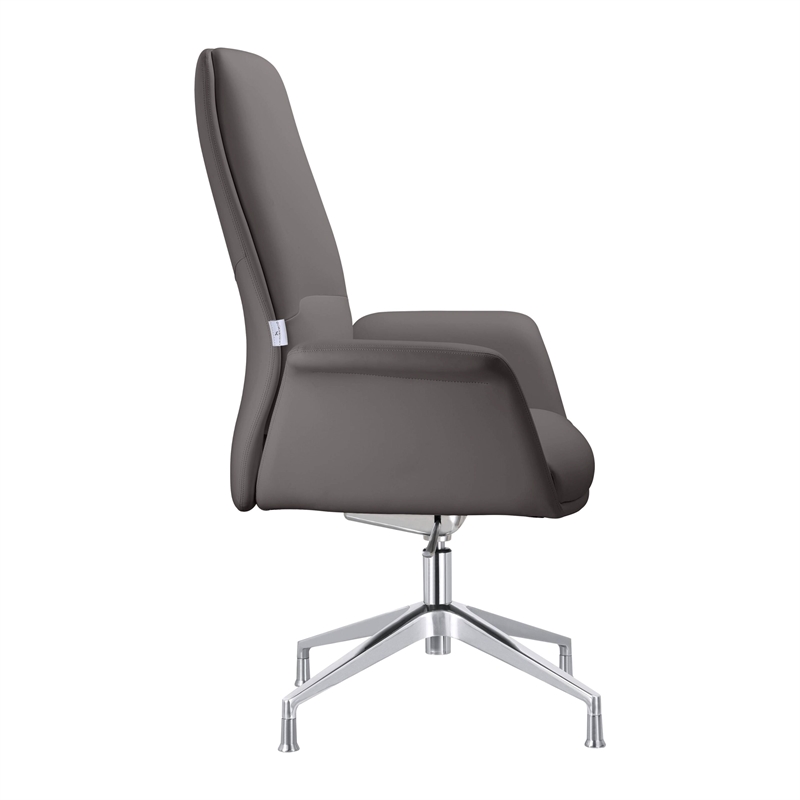 LeisureMod Summit Faux Leather Office Chair with Adjustable Height Gray