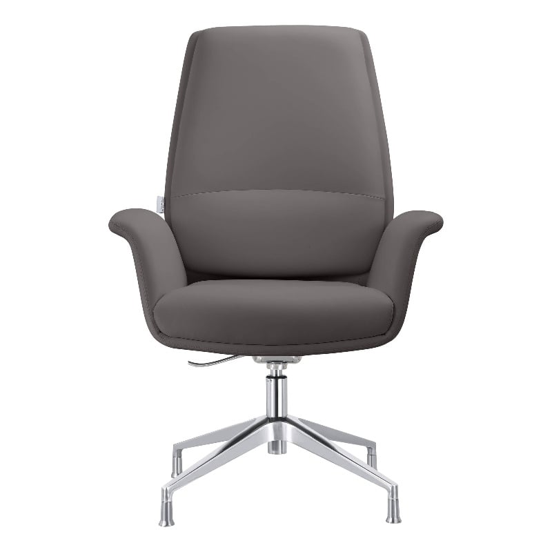 LeisureMod Summit Faux Leather Office Chair with Adjustable Height Gray