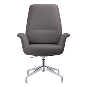 LeisureMod Summit Faux Leather Office Chair with Adjustable Height Gray