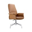 LeisureMod Summit Faux Leather Office Chair with Adjustable Height Acorn Brown