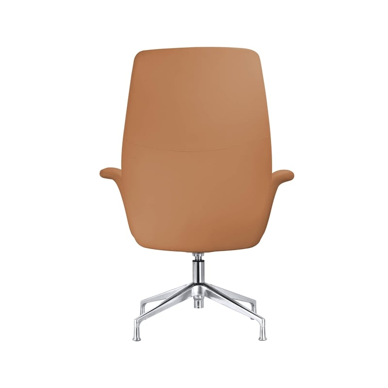 LeisureMod Summit Faux Leather Office Chair with Adjustable Height Acorn Brown