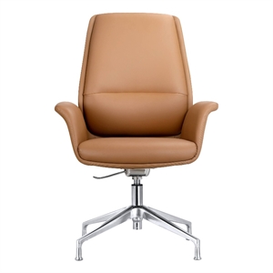 LeisureMod Summit Faux Leather Office Chair with Adjustable Height Acorn Brown