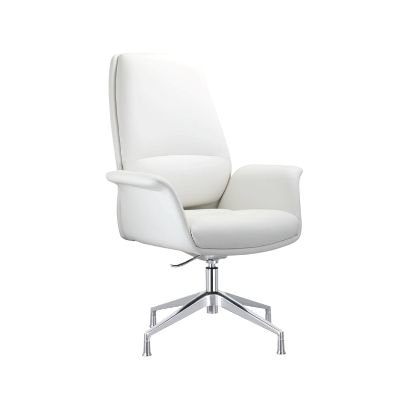 LeisureMod Summit Faux Leather Office Chair with Adjustable Height White