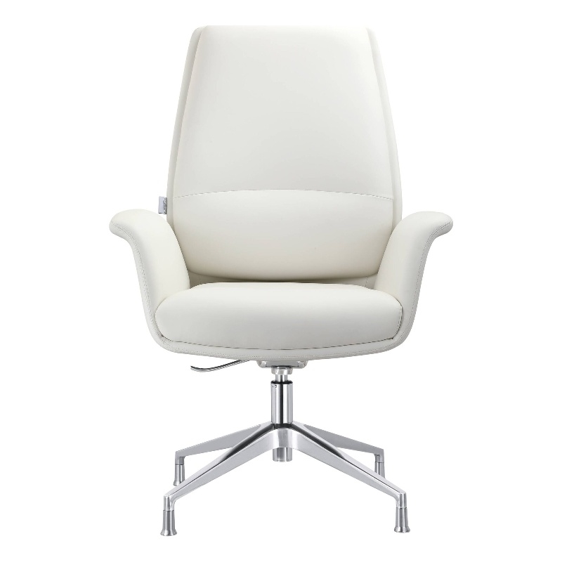 LeisureMod Summit Faux Leather Office Chair with Adjustable Height White