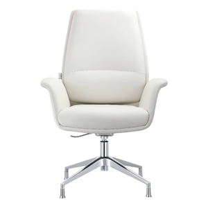 LeisureMod Summit Faux Leather Office Chair with Adjustable Height White