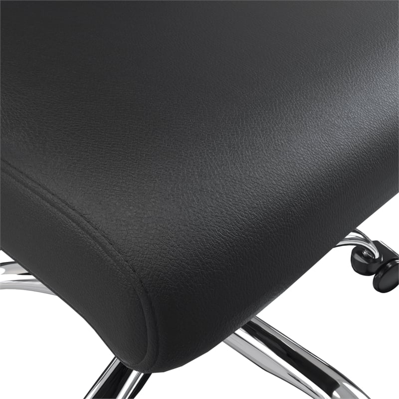 LeisureMod Evander Office Chair in Faux Leather with Silver Frame Black