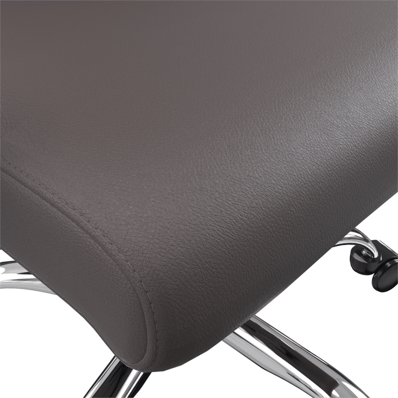 LeisureMod Evander Office Chair in Faux Leather with Silver Frame Grey