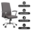 LeisureMod Evander Office Chair in Faux Leather with Silver Frame Grey