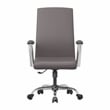 LeisureMod Evander Office Chair in Faux Leather with Silver Frame Grey