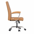 LeisureMod Evander Office Chair in Faux Leather with Silver Frame Acorn Brown