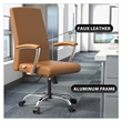 LeisureMod Evander Office Chair in Faux Leather with Silver Frame Acorn Brown
