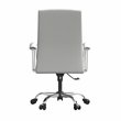 LeisureMod Evander Office Chair in Faux Leather with Silver Frame White