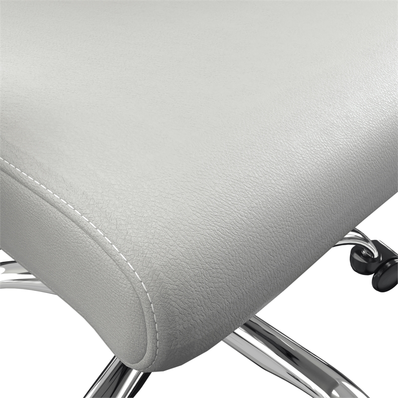 LeisureMod Evander Office Chair in Faux Leather with Silver Frame White