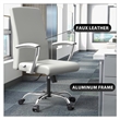 LeisureMod Evander Office Chair in Faux Leather with Silver Frame White