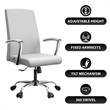 LeisureMod Evander Office Chair in Faux Leather with Silver Frame White