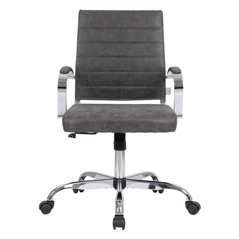 LeisureMod Benmar Modern Adjustable Leather Office Chair in Charcoal