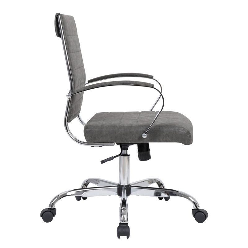 LeisureMod Benmar Modern Adjustable Leather Office Chair in Charcoal