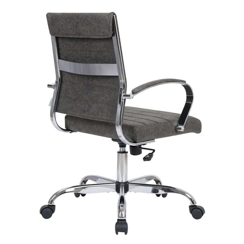 LeisureMod Benmar Modern Adjustable Leather Office Chair in Charcoal