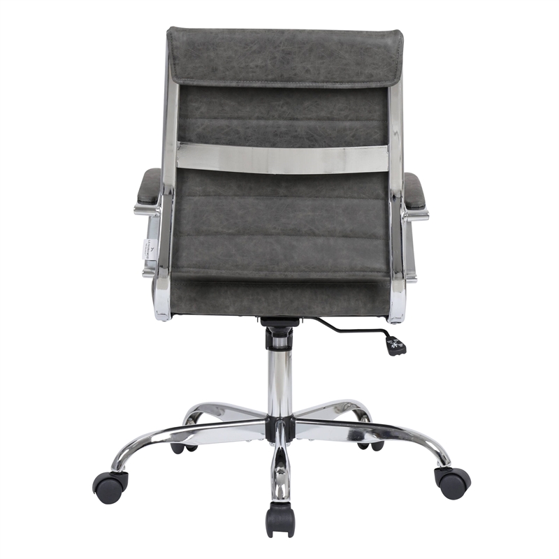LeisureMod Benmar Modern Adjustable Leather Office Chair in Charcoal