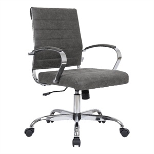 LeisureMod Benmar Modern Adjustable Leather Office Chair in Charcoal
