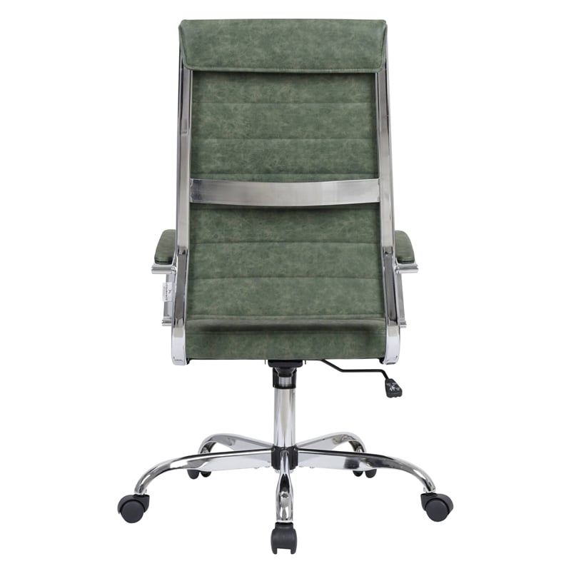 LeisureMod Benmar High-Back Mid-Century Modern Leather Office Chair in Green