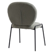 LeisureMod Celestial Modern Boucle Dining Side Chair in Black Metal Frame Green