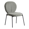 LeisureMod Celestial Modern Boucle Dining Side Chair in Black Metal Frame Green