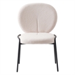 LeisureMod Celestial Modern Boucle Dining Side Chair in Black Metal Frame White