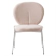 LeisureMod Celestial Modern Boucle Dining Side Chair in White Metal Frame Beige