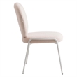 LeisureMod Celestial Modern Boucle Dining Side Chair in White Metal Frame Beige