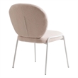 LeisureMod Celestial Modern Boucle Dining Side Chair in White Metal Frame Beige