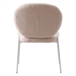 LeisureMod Celestial Modern Boucle Dining Side Chair in White Metal Frame Beige