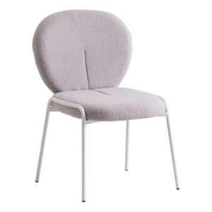 LeisureMod Celestial Modern Boucle Dining Side Chair in White Metal Frame Gray