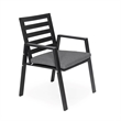 LeisureMod Chelsea 7-Piece Outdoor Dining Set in Black Aluminum Charcoal Black