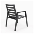LeisureMod Chelsea 7-Piece Outdoor Dining Set in Black Aluminum Light Gray